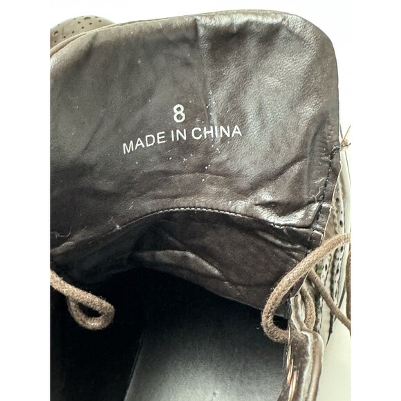 Size 9 - ASOS Men’s Brown Leather Brogue Wingtip Boots - Picture 7 of 7